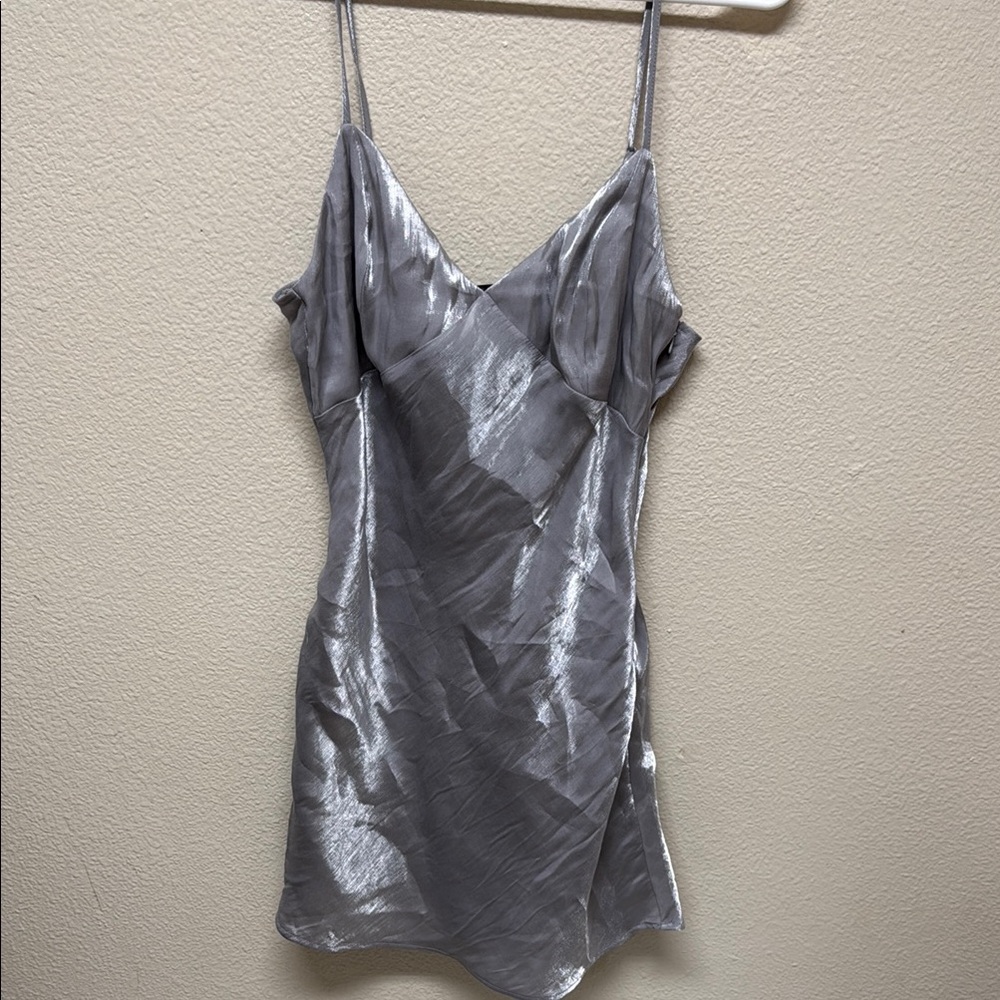 Divided Silver Spaghetti Strap Mini Dress